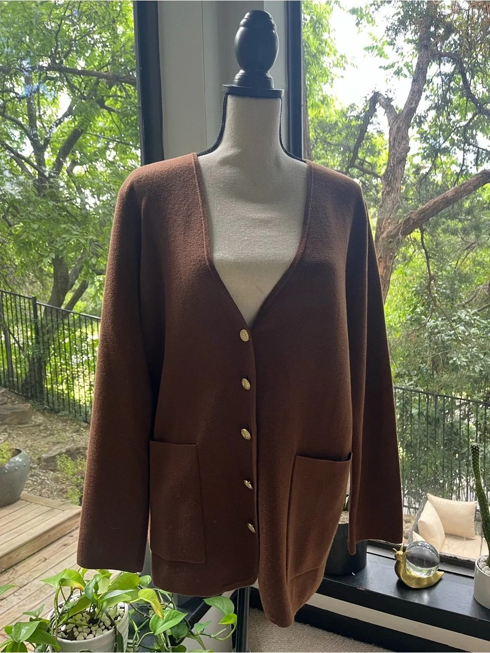 J. Crew Brown V-Neck Button Front Cardigan